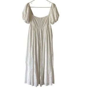 MABLE "The Eloise Dress" Puff Sleeve Midi Dress – Off White – Women's Size S NWT